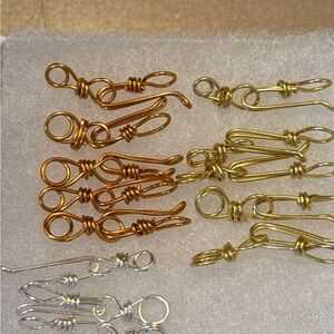 Jewelry findings of Gold, Silver and Bronze Wire Hook Clasps